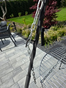 GRILL TRÓJNÓG OGRODOWY 190 CM +RUSZT 60 CHROMOWANY