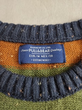 Pull & Bear Kolorowy SWETER w PASKI Pullover M