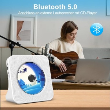 Портативный проигрыватель компакт-дисков с аккумулятором, AUX USB FM LCD