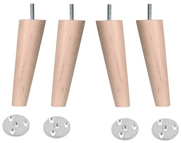 NOGI DREWNIANE SKOŚNE TOCZONE WYS 15CM + BLACHY B4