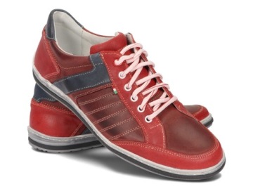 BUTY MĘSKIE SKÓRA CASUAL PÓŁBUTY 236 CZERWONY 42