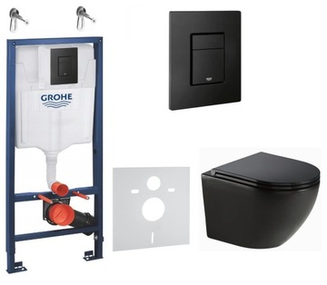 Grohe SOLIDO EVEN 3w1 stelaż wc + miska Soller Rimless 49 czarny mat