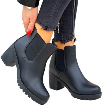 Botki Blogerki Damskie Na Obcasie Z Gumą 40