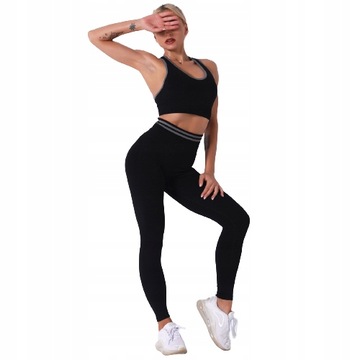 SPORTOWY KOMPLET TOP + LEGGINSY SIŁOWNIA FITNESS L