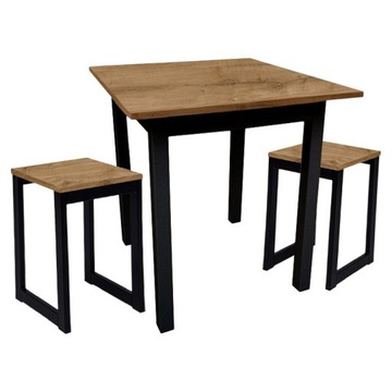 Komplet Stół 60x60 i dwa Taborety Loft KOLORY /Czarny Stolik Stoły Taboret
