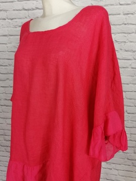 Made in Italy czerwona tunika oversize 100% len