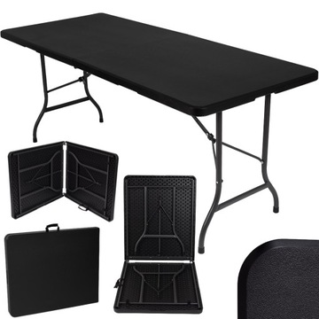 STÓŁ SKŁADANY 180 cm x 74 cm DUŻY cateringowy CZARNY BLAT ogrodowy