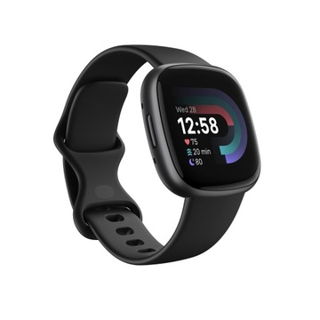 Умные часы Fitbit versa 4, графитовый корпус, черный силиконовый ремешок