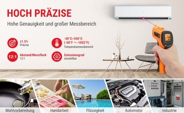 Пирометр ThermoPro TP30, инфракрасный термометр, лазерный измеритель температуры...