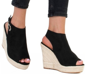 6480 ЧЕРНЫЕ ЭСПАДРИЛЬНЫЕ САНДАЛИИ НА ТЕЛЕЖКЕ 40