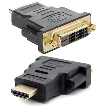 Adapter DVI (F) Żeńskie do HDMI (M) Męskie Przelotka FULL HD 1080p GOLD