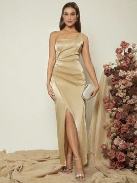 АТЛАСНОЕ ПЛАТЬЕ МАКСИ НА ОДНО ПЛЕЧО _34