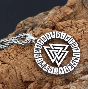 Srebrny Naszyjnik Nordic Viking Runes Łańcuszek STAL Punk Gothic