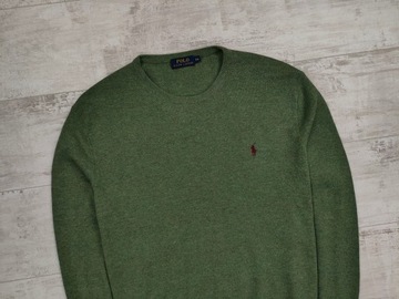 RALPH LAUREN POLO MĘSKI SWETER ZIELONY WEŁNA MERINO ORYGINAŁ IDEAŁ r. XXL