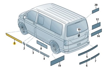 LISTWA OCHRONNA DRZWI PRAWY PRZÓD VW TRANSPORTER