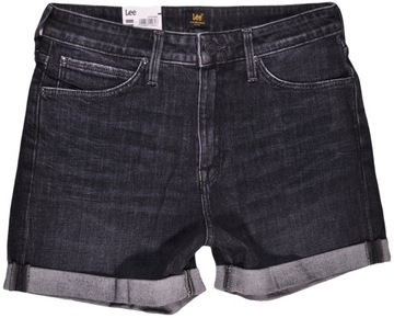 LEE spodenki HIGH black jeans MOM SHORT_ W28