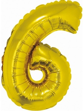 BALON CYFERKA 6 cyfra złota urodziny złoty