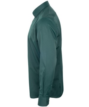 РУБАШКА, хлопок, ЗЕЛЕНАЯ, M, УЗКИЙ ВОРОТНИК