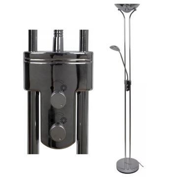 Lampa podłogowa LED z ściemniaczem chrom 15 wat + 4,2 wat