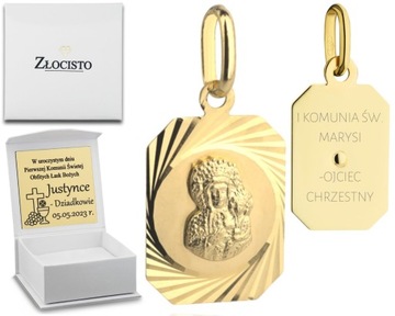 ZŁOTY MEDALIK Z MATKĄ BOSKĄ CZĘSTOCHOWSKĄ 585 GRAWER NA ODWROCIE GRATIS