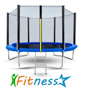 TRAMPOLINA OGRODOWA DLA DZIECI F-STAR 312CM 10FT BLUE SIATKA Z. + DRABINKA