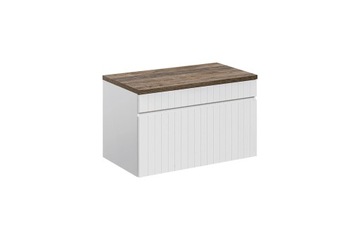 SZAFKA ŁAZIENKOWA Z BLATEM 80 CM RYFLOWANA BIAŁA