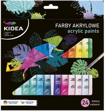 ZESTAW FARBY AKRYLOWE DO MALOWANIA 24 KOLORY MEGA RYSOWANIE DLA DZIECI
