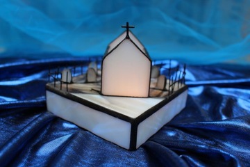 Витражный подсвечник темное кладбище Хэллоуин b2