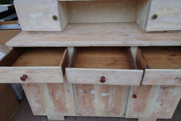 Антикварный деревянный кухонный сервант, старый ПРЛ, дизайн арт-деко