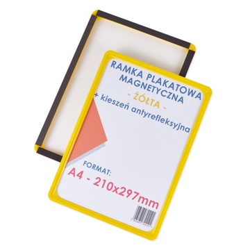 RAMKA PLAKATOWA A4 MAGNETYCZNA ŻÓŁTA + KIESZEŃ