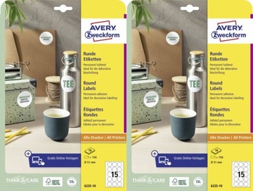 Etykiety uniwersalne AVERY okrągłe 51mm 150szt x2