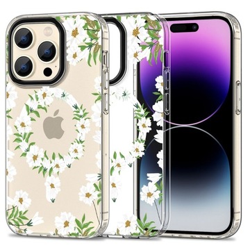 MAGSAFE - ETUI OBUDOWA W KWIATY CASE FUTERAŁ - DO IPHONE 15 PRO + SZKŁO