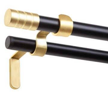 Karnisz podwójny 19mm Tiago 240 cm czarno złoty