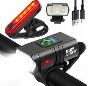 LAMPKA ROWEROWA LED NA ROWER KIEROWNICĘ MOCNA AKUMULATOROWA USB TYŁ TYLNA