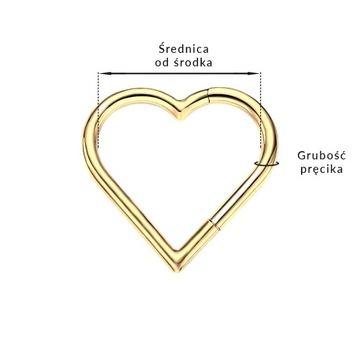 Титановые ЗОЛОТЫЕ серьги-кликер HEART Helix 1.2/10