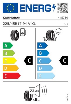 4 летние шины 225/45R17 KORMORAN UHP+RANT