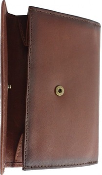 P298 Damski portfel skórzany na zatrzask brąz cieniowany