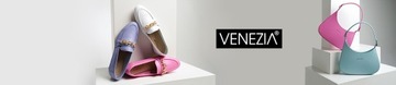 Buty damskie VENEZIA. Czółenko w kolorze różowym z odkrytą piętą rozm.38
