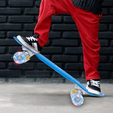 СКЕЙТБОРД FISZKA ДЛЯ ДЕТЕЙ С ПОДСВЕТКОЙ, СИНИЙ СВЕТОДИОД, 56 СМ, ABEC7 RGB