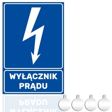 Tabliczka PCV Informacyjna WYŁĄCZNIK PRĄDU 30x20 Druk UV + przylepce