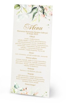 MENU na stół przyjęcie CHRZEST KOMUNIA