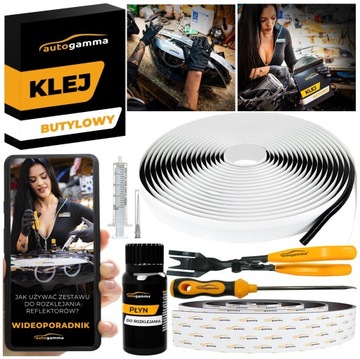 Zestaw do rozklejenia reflektorów taśma grzewcza klej butylowy szczypce