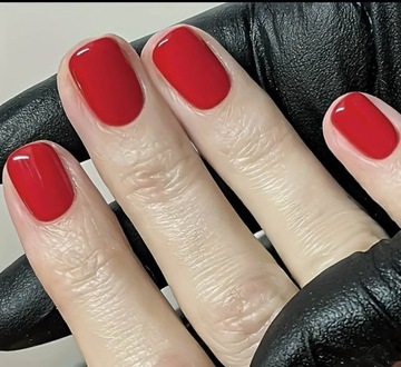 PAZNOKCIE SZTUCZNE TIPSY KWADRAT CZERWONE Z KLEJEM 24SZT