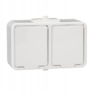 Schneider CEDAR Gniazdo podwójne IP44 białe