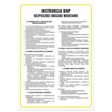 INSTRUKCJA BHP BEZPIECZNEJ OBSŁUGI WIERTARKI INSTRUKCJA OBSŁUGI PCV 24,5x35