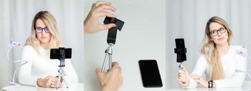 ZESTAW DUŻY stojak 2x uchwyt do telefonu softbox