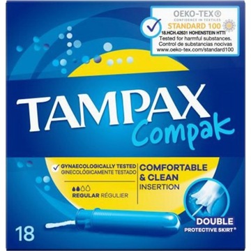Tampony TAMPAX z aplikatorem PEARL COMPAK 18 sztuk REGULAR