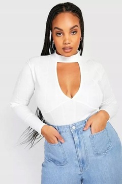 BOOHOO PLUS PRĄŻKOWANE BODY DŁUGI RĘKAW 4XL