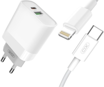 СЕТЕВОЕ ЗАРЯДНОЕ УСТРОЙСТВО XO 18 Вт + КАБЕЛЬ USB-C — Lightning