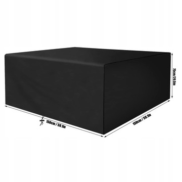 Pokrowiec ogrodowy na fotel 150 x 150 x 75 cm czarny